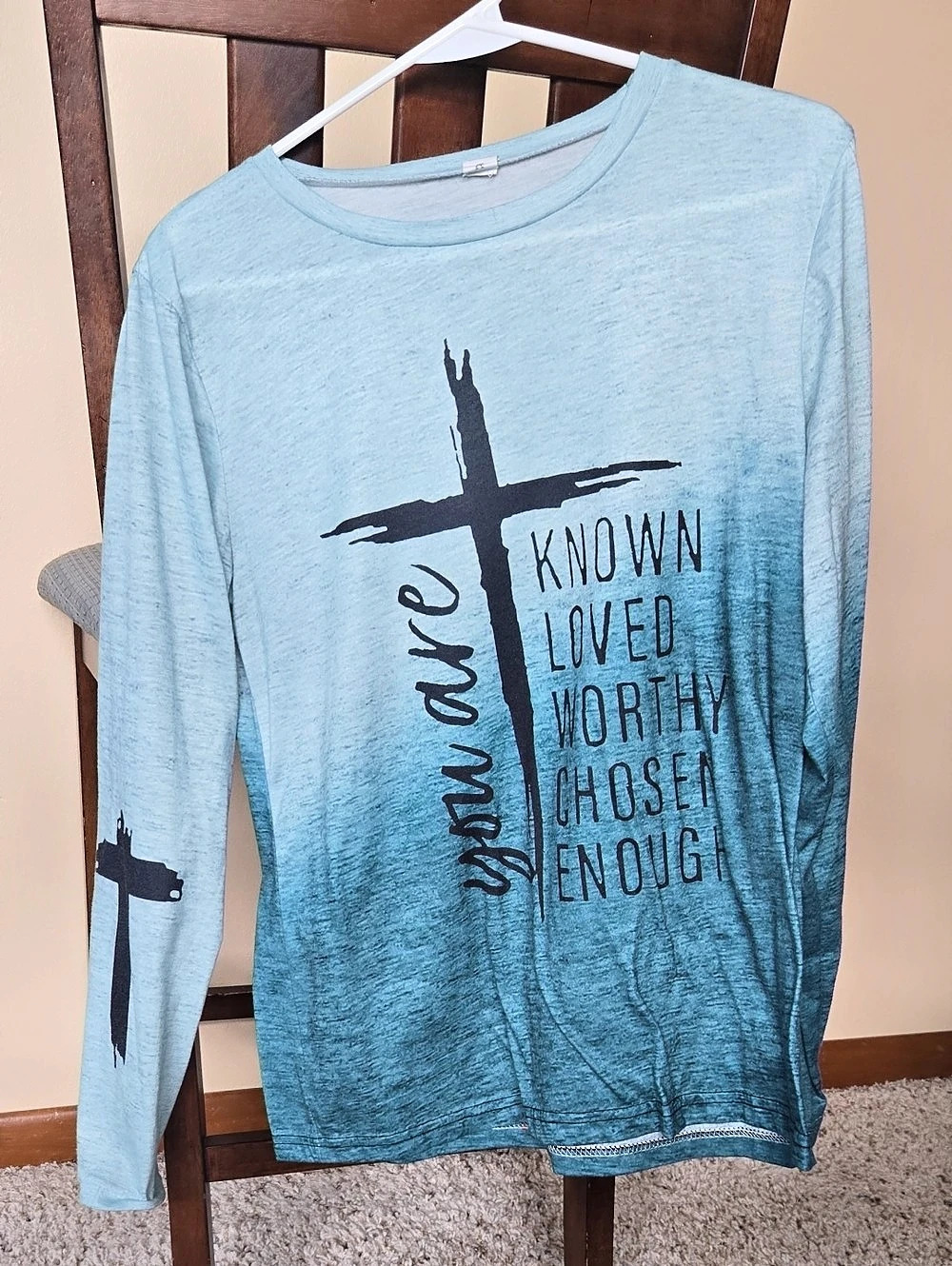 Life is Good Long Sleeve Graphic Tee in Blue Size Medium